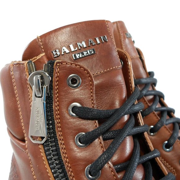 NIB$1450 BALMAIN RANGER EMBOSSED LOGO LEATHER COMBAT DUAL ZIPPERS BOOTS 43 10 - Picture 13 of 16